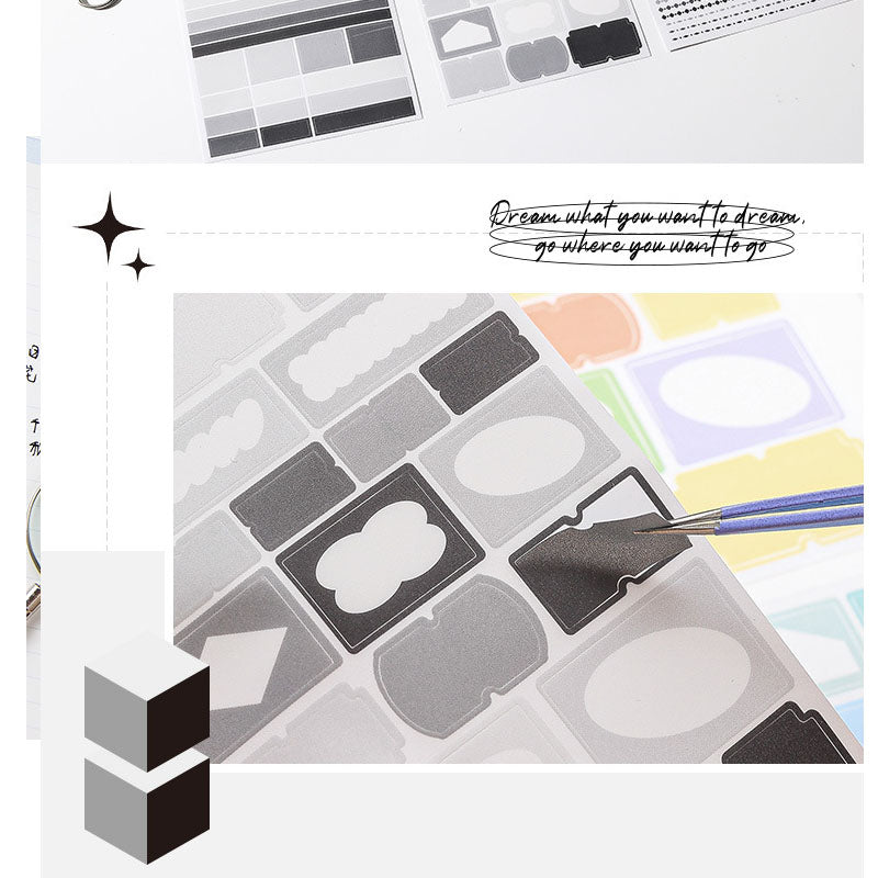 GBRJT403 - sticker package Flower Sea Boat Series Landscape Landscaping Special Oil and Paper Cut Film Handbook Material (Black & White)