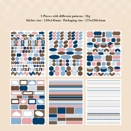 GBRJT404 - sticker package Flower Sea Boat Series Landscape Landscaping Special Oil and Paper Cut Film Handbook Material(Pink & Blue)