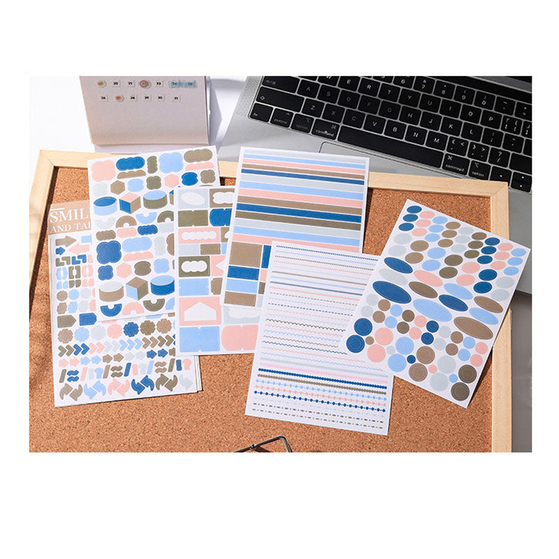 GBRJT404 - sticker package Flower Sea Boat Series Landscape Landscaping Special Oil and Paper Cut Film Handbook Material(Pink & Blue)