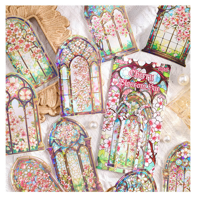 CJHS604 - sticker window Jing color series laser retro hand curtain waterproof PET material sticker