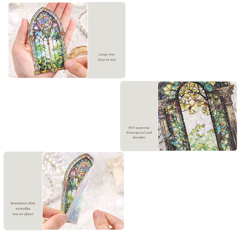 CJHS606 - sticker window Jing color series laser retro hand curtain waterproof PET material sticker