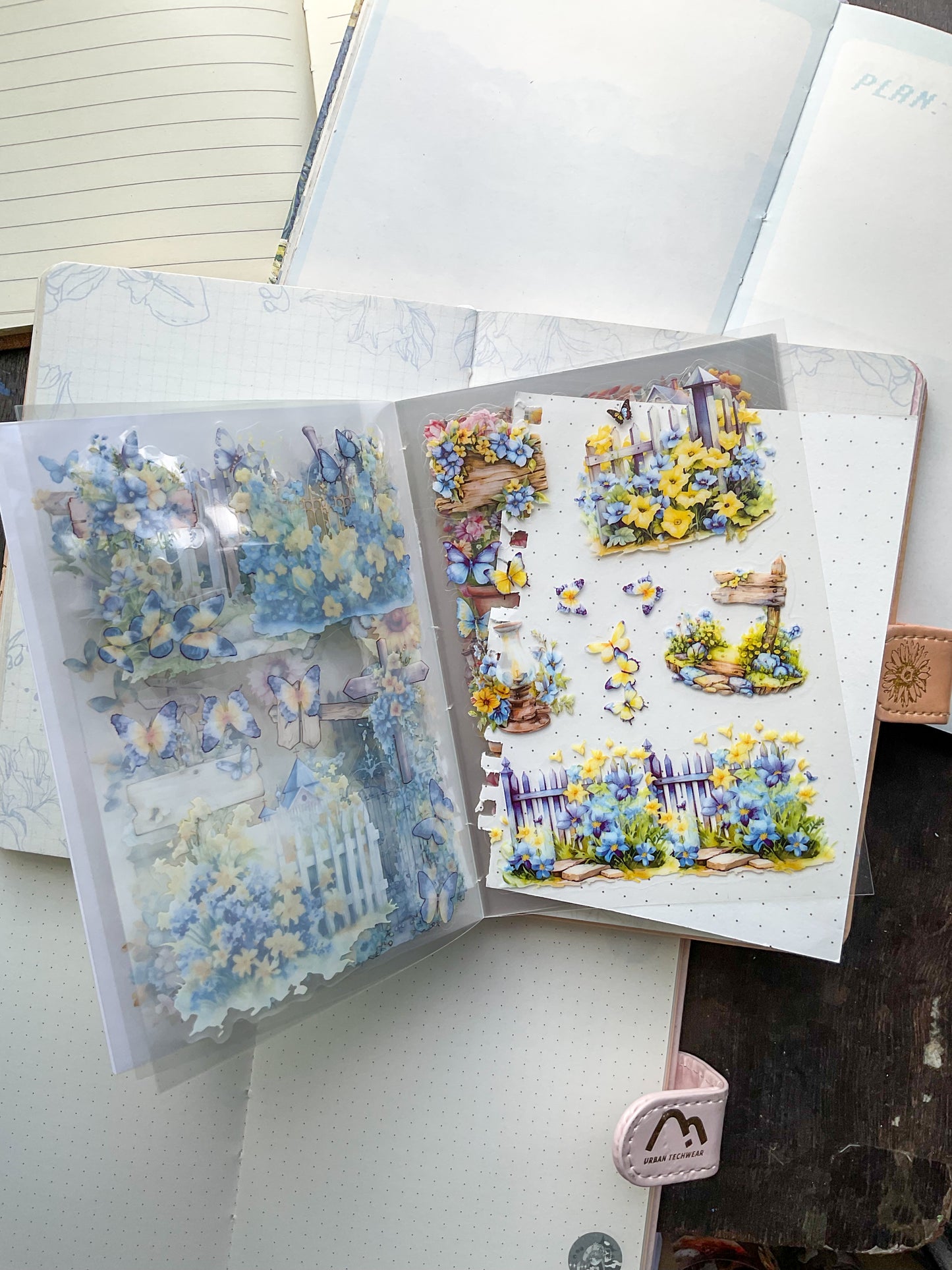 LLWS-402 Glazed Tiles Series Sticker Book|East Fence Other Courtyard| House Series Sticker Book| Transparent Pet Sticker 20 Pcs Blue