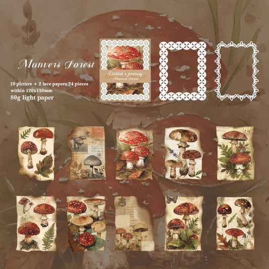 WZXC-MFSSL003 Dark Phantom Material Paper Delier Fantasy Series Retro Burnt Style Notebook Material 24 Sheets 6 Types