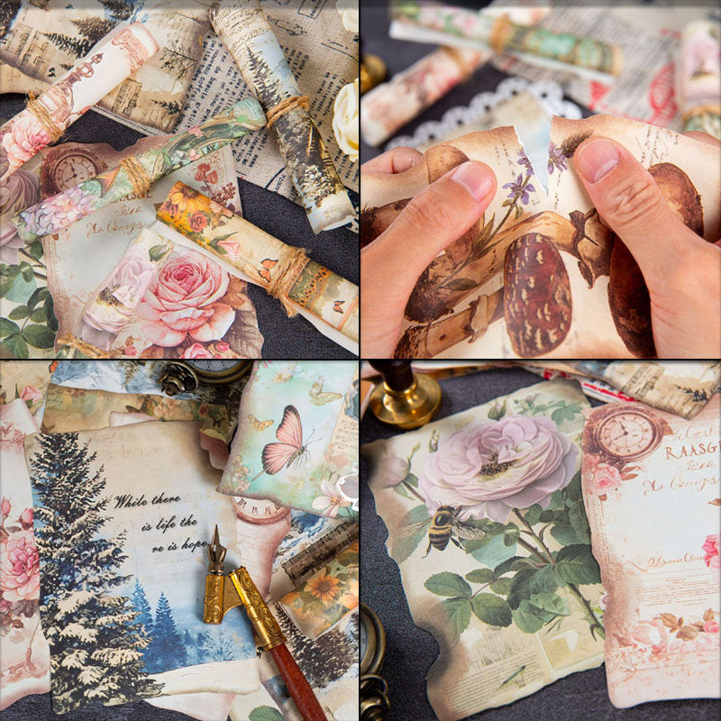 WZXC-BGLSJ006 Dark Phantom Material Paper Delier Fantasy Series Retro Burnt Style Notebook Material 24 Sheets 6 Types