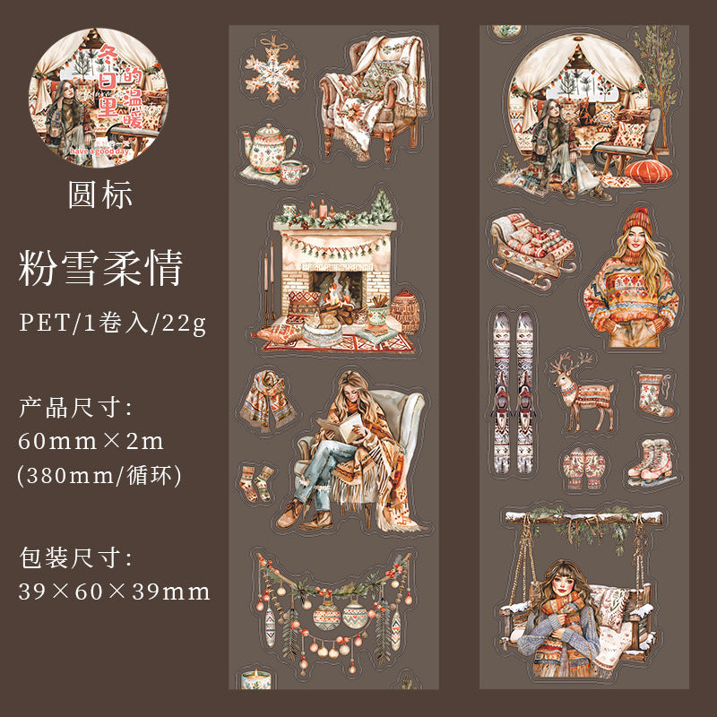 MHD-DRWN002-Winter Theme Transparent PET Sticker Roll | 60 mm | 2mtr