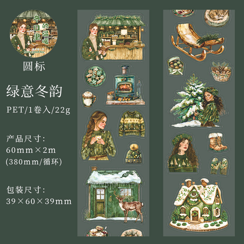 MHD-DRWN003-Winter Theme Transparent PET Sticker Roll | 60 mm | 2mtr