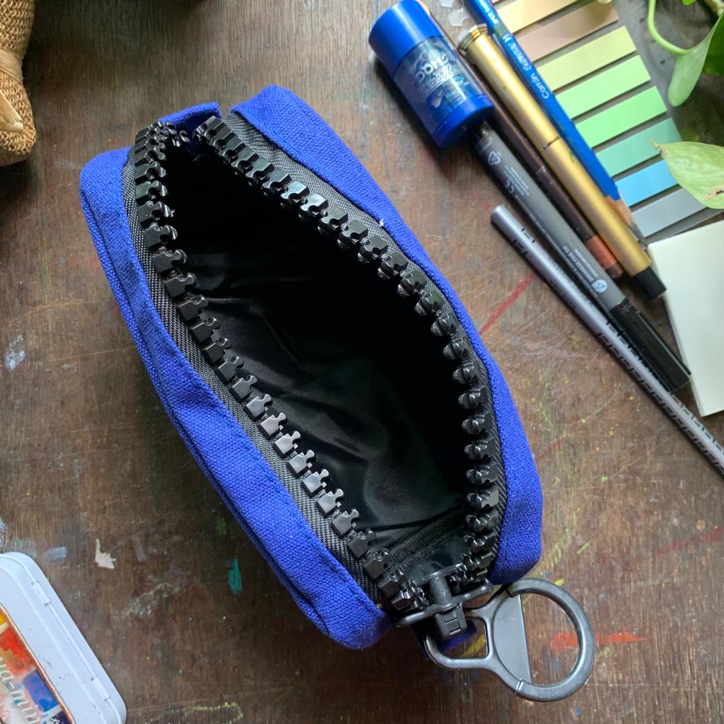 Pencil fabric bag royal blue zipper| size- 8X3X3.5 in
