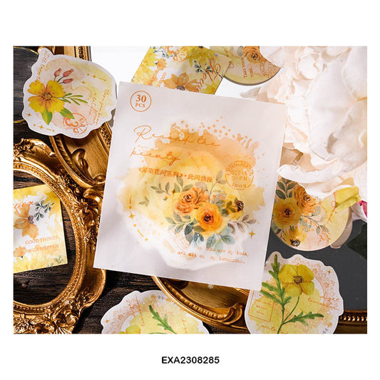 EXA2308285 Diy Blooming Paper Cutout Sticker 30Pc