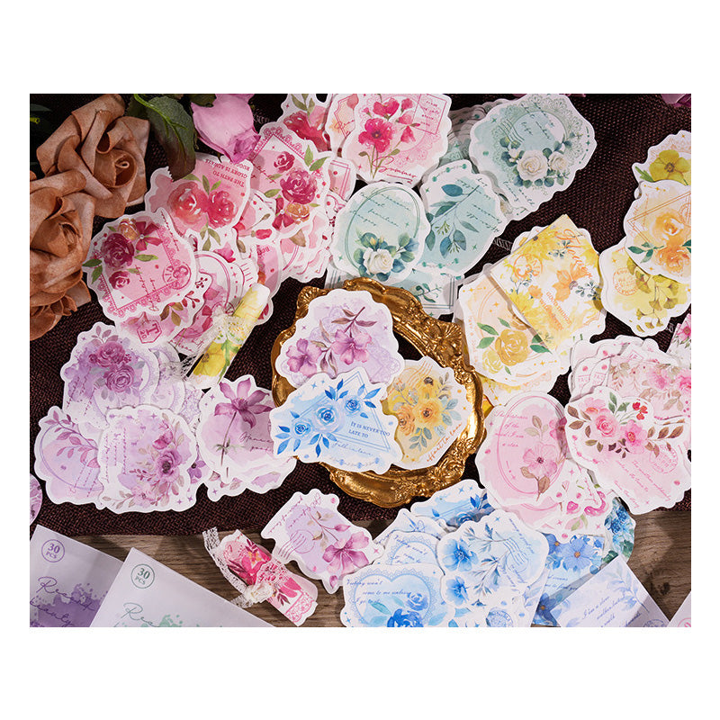 EXA2308285 Diy Blooming Paper Cutout Sticker 30Pc
