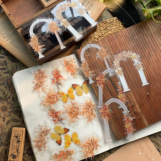 MMK06G328 Butterly Flower Deco Sticker 20Pc