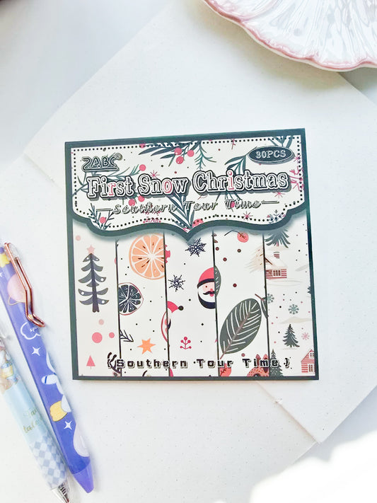 NXSG-605|G-4| First Snow Christmas| Journal Paper| Floral Vintage Paper| Green Theme|120*120mm 30 Pcs