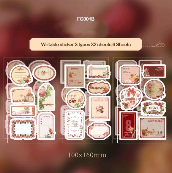 FG001B RETRO PAPER STICKER CUTOUT 6PC