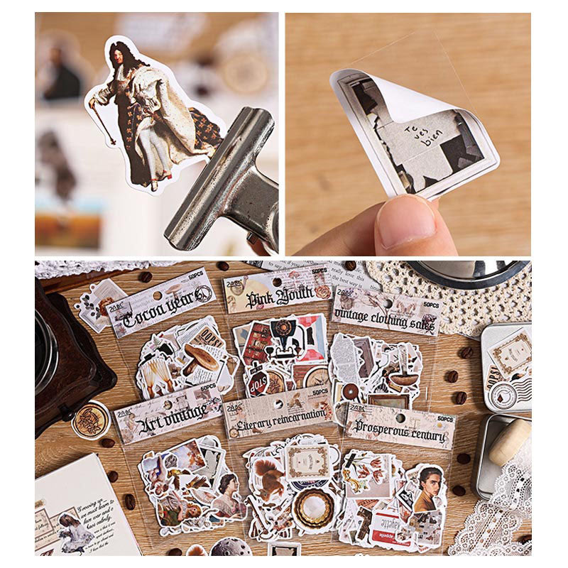 FGHSJ605 - sticker bag retro recycling set series hand account material mobile phone box creative stickers