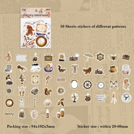 FGHSJ606 - sticker bag retro recycling set series hand account material mobile phone box creative stickers