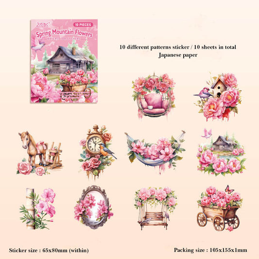 FHXY601 - sticker bag flowers elegant series special oil and paper hand curtain sticker background creative sticker