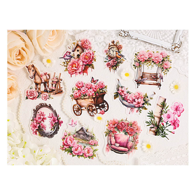 FHXY601 - sticker bag flowers elegant series special oil and paper hand curtain sticker background creative sticker