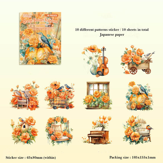 FHXY602 - sticker bag flowers elegant series special oil and paper hand curtain sticker background creative sticker