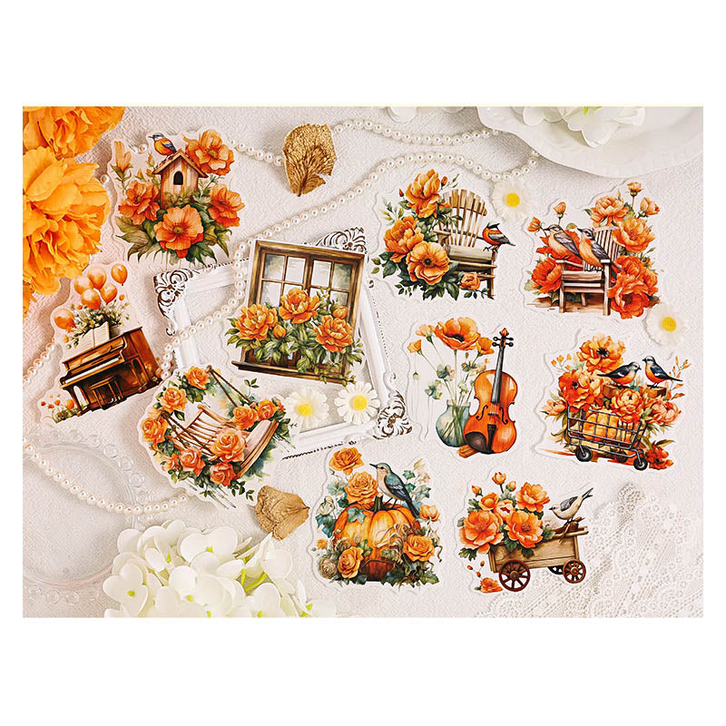 FHXY602 - sticker bag flowers elegant series special oil and paper hand curtain sticker background creative sticker
