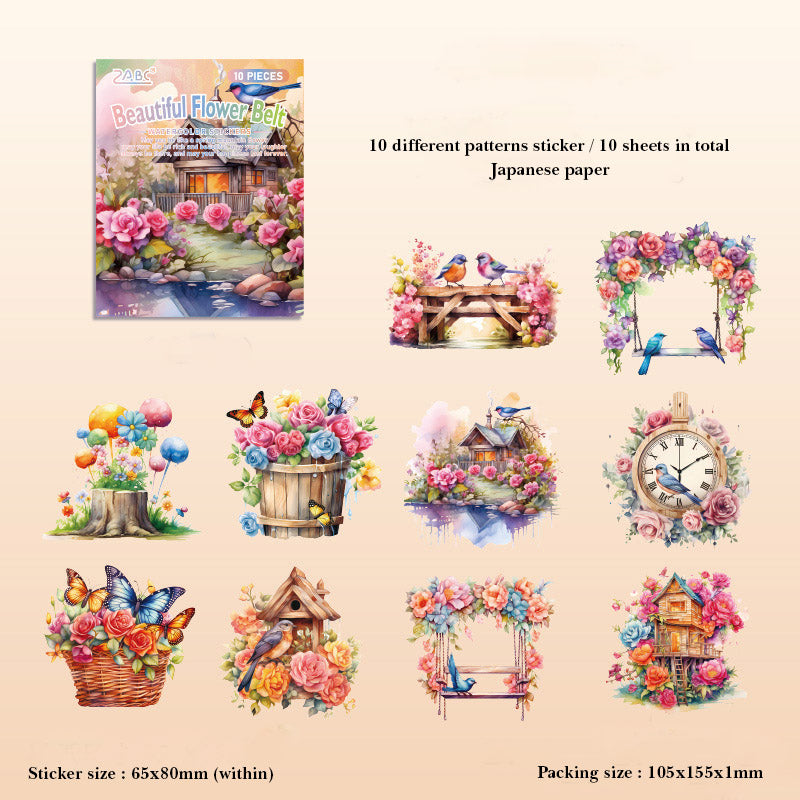 FHXY603 - sticker bag flowers elegant series special oil and paper hand curtain sticker background creative sticker