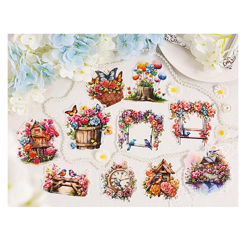 FHXY603 - sticker bag flowers elegant series special oil and paper hand curtain sticker background creative sticker