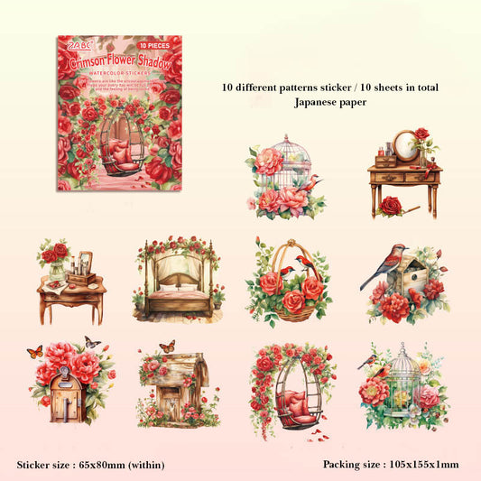 FHXY604 - sticker bag flowers elegant series special oil and paper hand curtain sticker background creative sticker