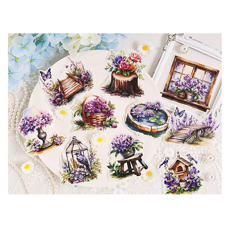 FHXY605 - sticker bag flowers elegant series special oil and paper hand curtain sticker background creative sticker