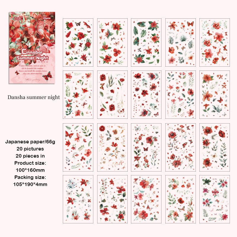 FHYX801 - sticker book Flower image series Large quantity die-cut stickers Retro material creative stickers
