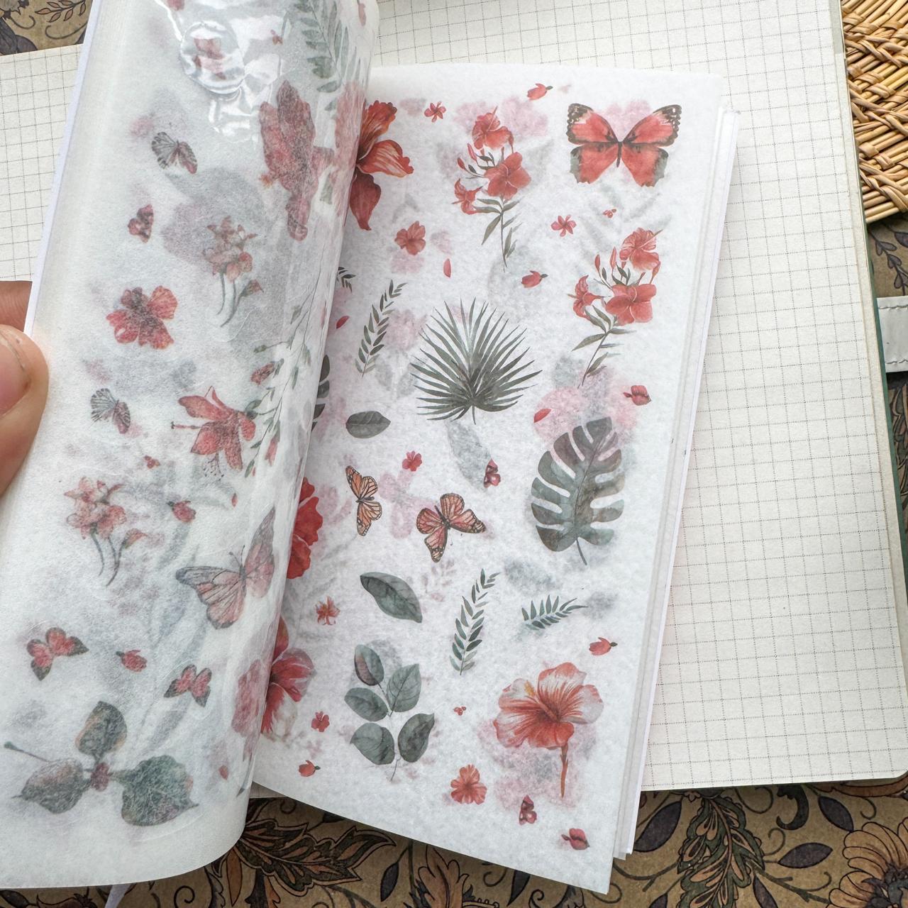 FHYX801 - sticker book Flower image series Large quantity die-cut stickers Retro material creative stickers