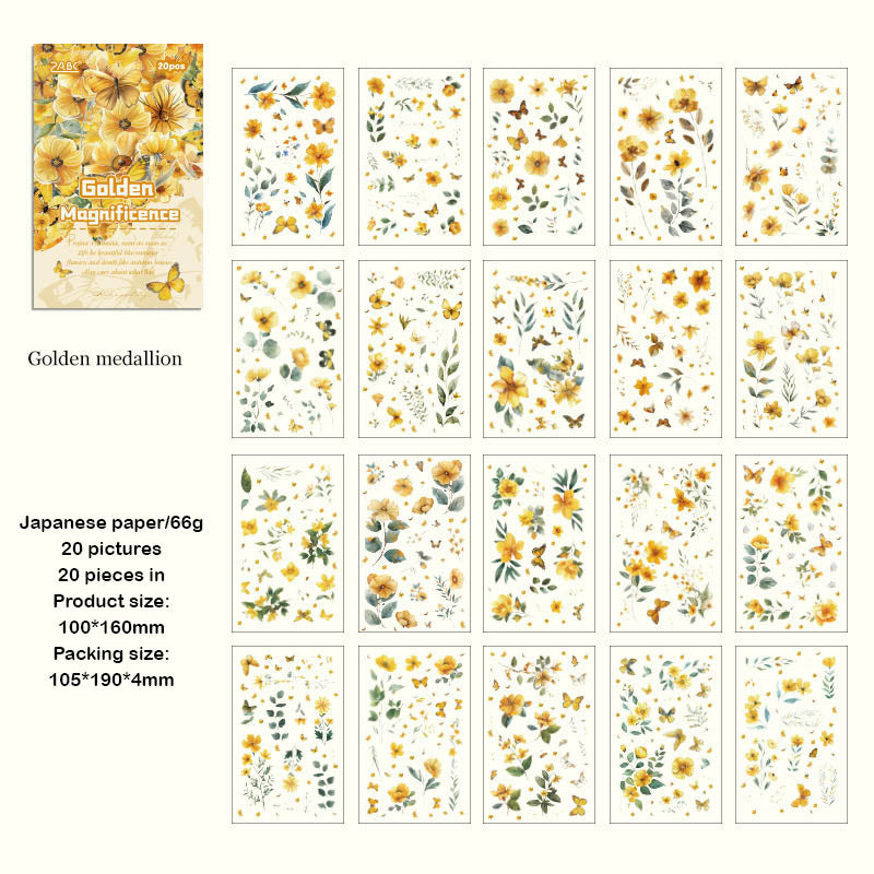 FHYX802 - sticker book Flower image series Large quantity die-cut stickers Retro material creative stickers