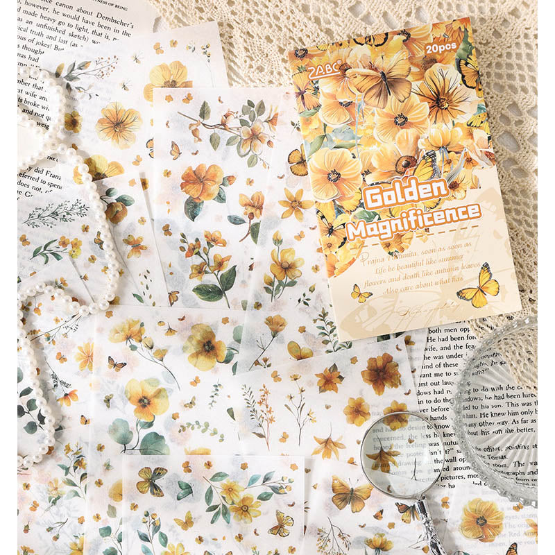FHYX802 - sticker book Flower image series Large quantity die-cut stickers Retro material creative stickers