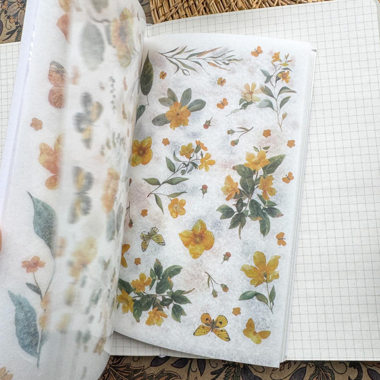 FHYX802 - sticker book Flower image series Large quantity die-cut stickers Retro material creative stickers