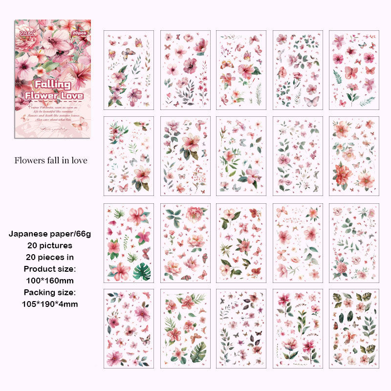 FHYX806 - sticker book Flower image series Large quantity die-cut stickers Retro material creative stickers