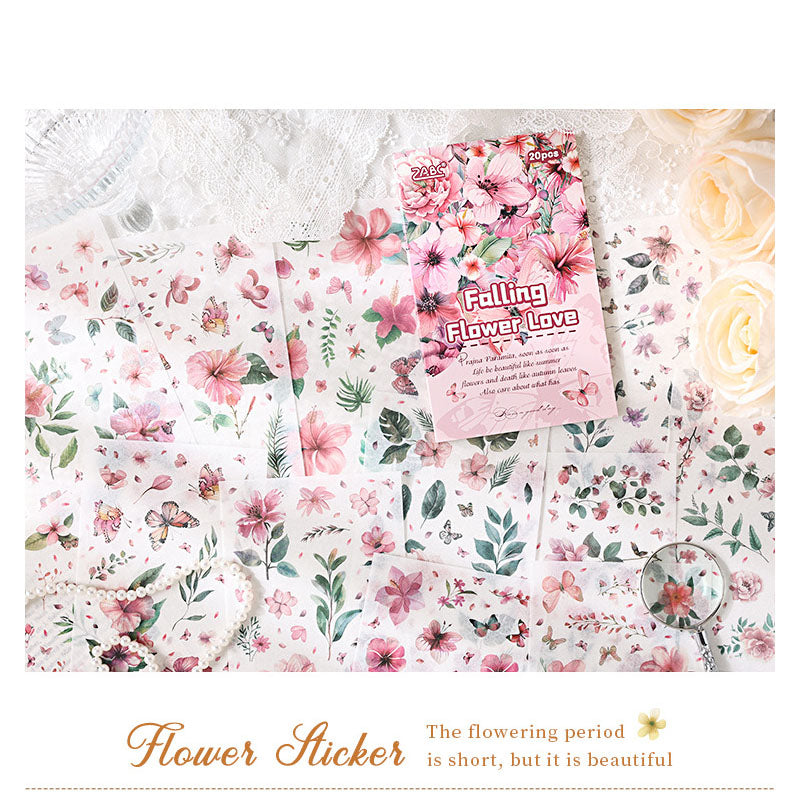FHYX806 - sticker book Flower image series Large quantity die-cut stickers Retro material creative stickers