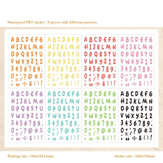 CHZM602 - sticker rainbow alphabet series creative English film hand curtain pet material sticker 8 into