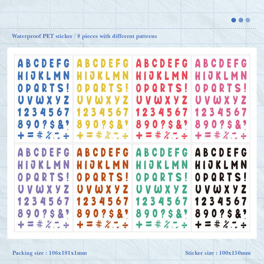 CHZM604 - sticker rainbow alphabet series creative English film hand curtain pet material sticker 8 into