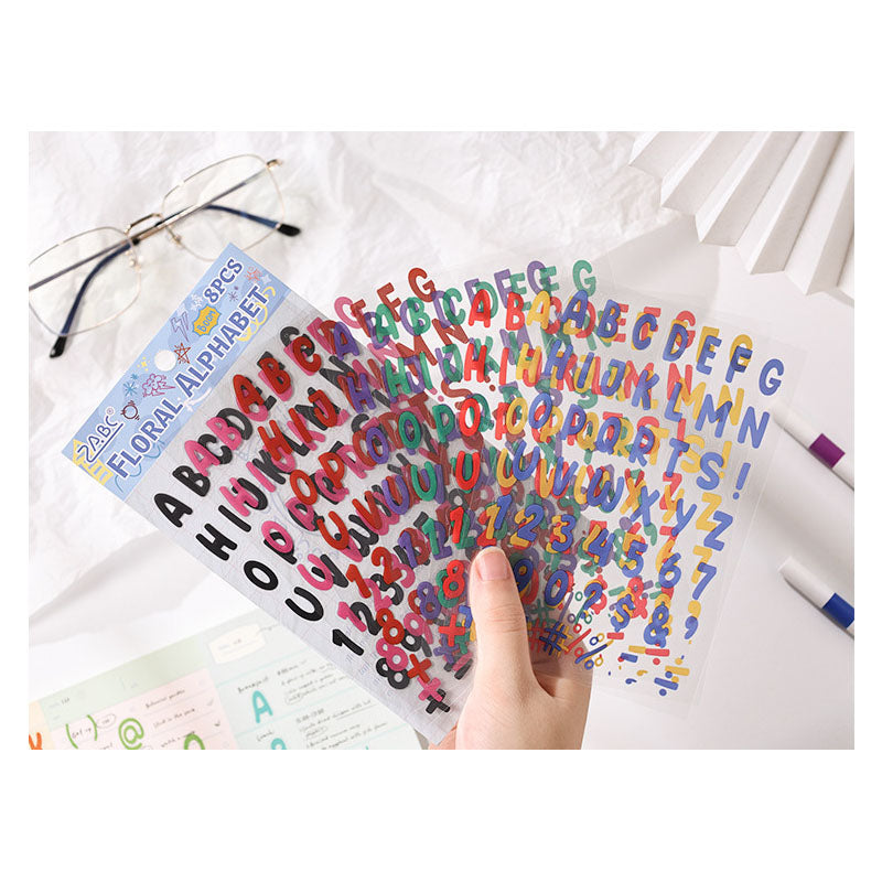 CHZM604 - sticker rainbow alphabet series creative English film hand curtain pet material sticker 8 into