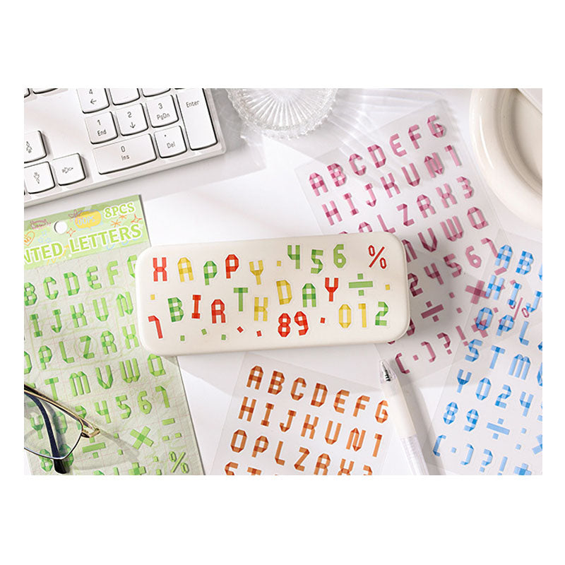 CHZM606 - sticker rainbow alphabet series creative English film hand curtain pet material sticker 8 into