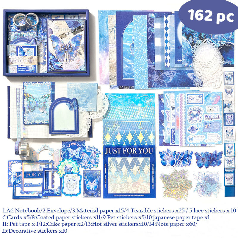 XM2405HDNJ-001BW-Xinmo material gift box warm send series INS butterfly theme notebook DIY material decoration cycle stickers 2 types