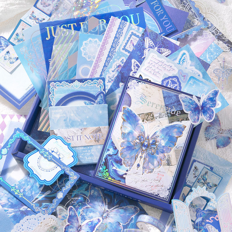 XM2405HDNJ-001BW-Xinmo material gift box warm send series INS butterfly theme notebook DIY material decoration cycle stickers 2 types