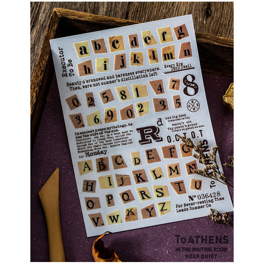 HGD-MMRZ004-Ketchup Girl Transfer Sticker Password Log Series Digital Letters Traceless Handbook Material Sticker 2 Sheets 6 Types