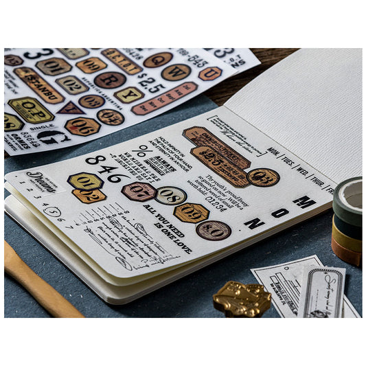 HGD-MMRZ005-Ketchup Girl Transfer Sticker Password Log Series Digital Letters Traceless Handbook Material Sticker 2 Sheets 6 Types