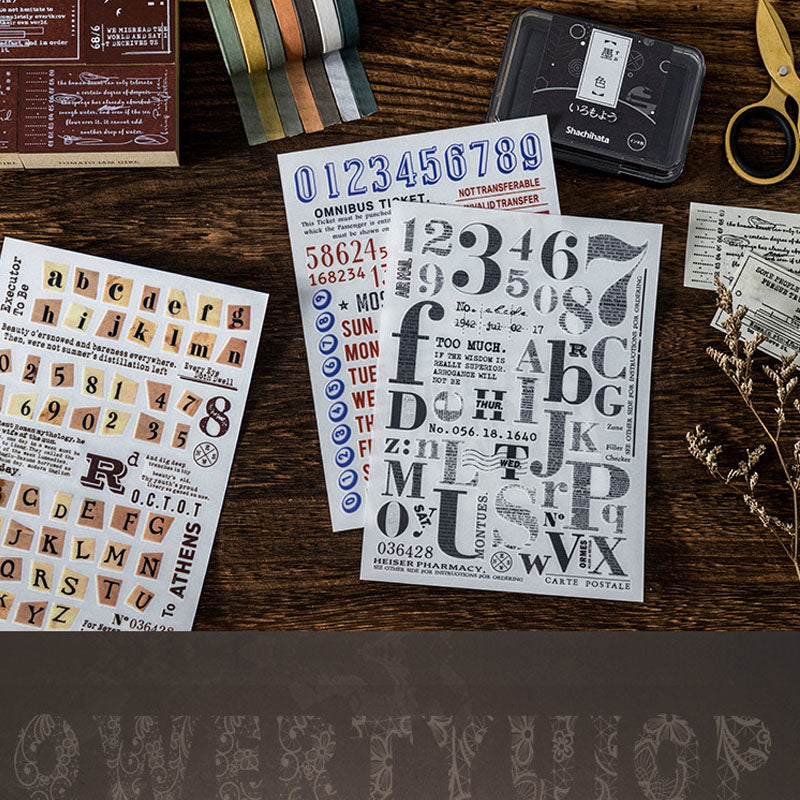 HGD-MMRZ006-Ketchup Girl Transfer Sticker Password Log Series Digital Letters Traceless Handbook Material Sticker 2 Sheets 6 Types