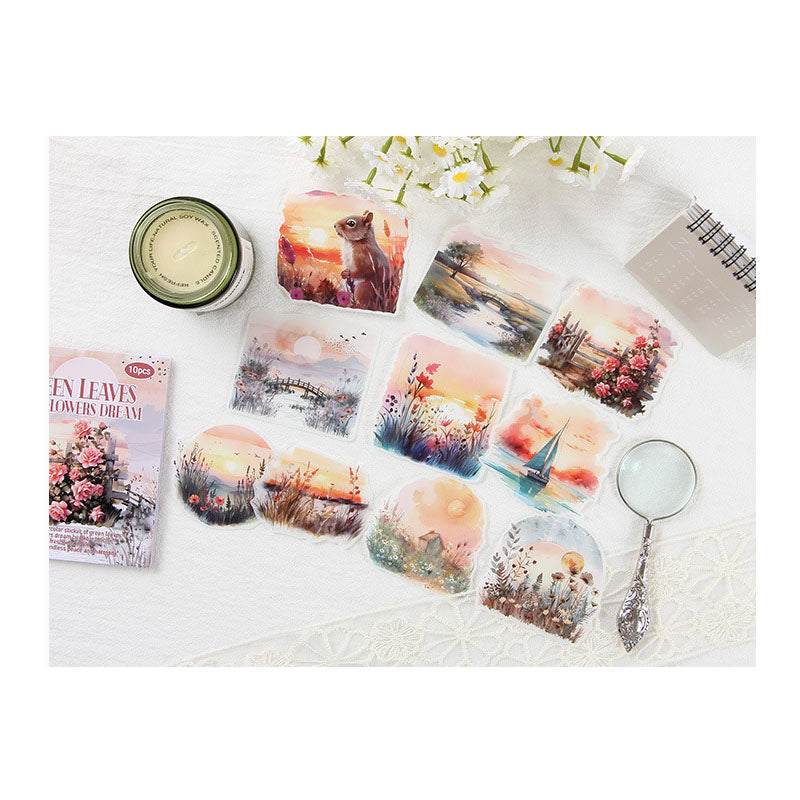 HHXZ601 - sticker package Flower Sea Boat Series Landscape Landscaping Special Oil and Paper Cut Film Handbook Material
