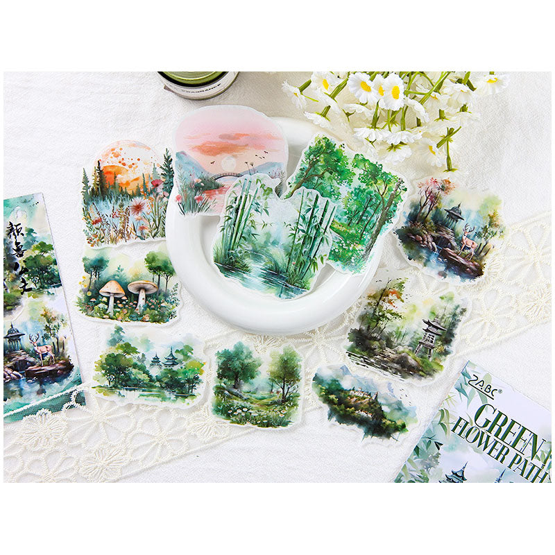 HHXZ605 - sticker package Flower Sea Boat Series Landscape Landscaping Special Oil and Paper Cut Film Handbook Material