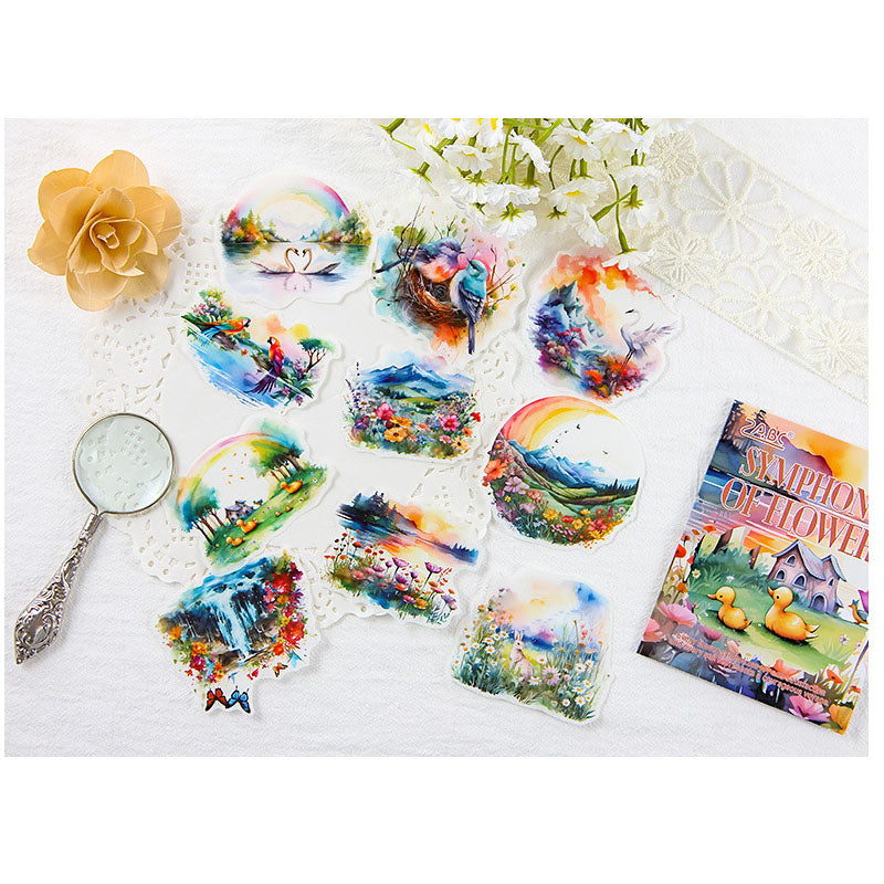 HHXZ606 - sticker package Flower Sea Boat Series Landscape Landscaping Special Oil and Paper Cut Film Handbook Material
