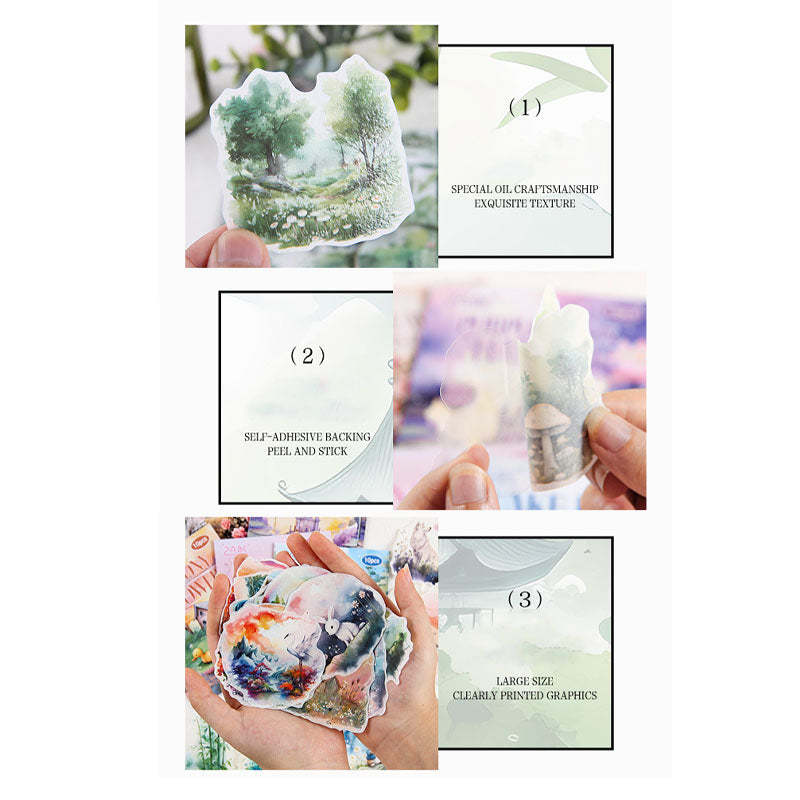 HHXZ606 - sticker package Flower Sea Boat Series Landscape Landscaping Special Oil and Paper Cut Film Handbook Material