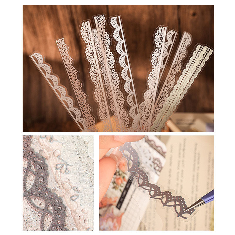 HLMS601 - sticker pack bud dream yarn series retro lace handbook pet material stickers 40 sheets