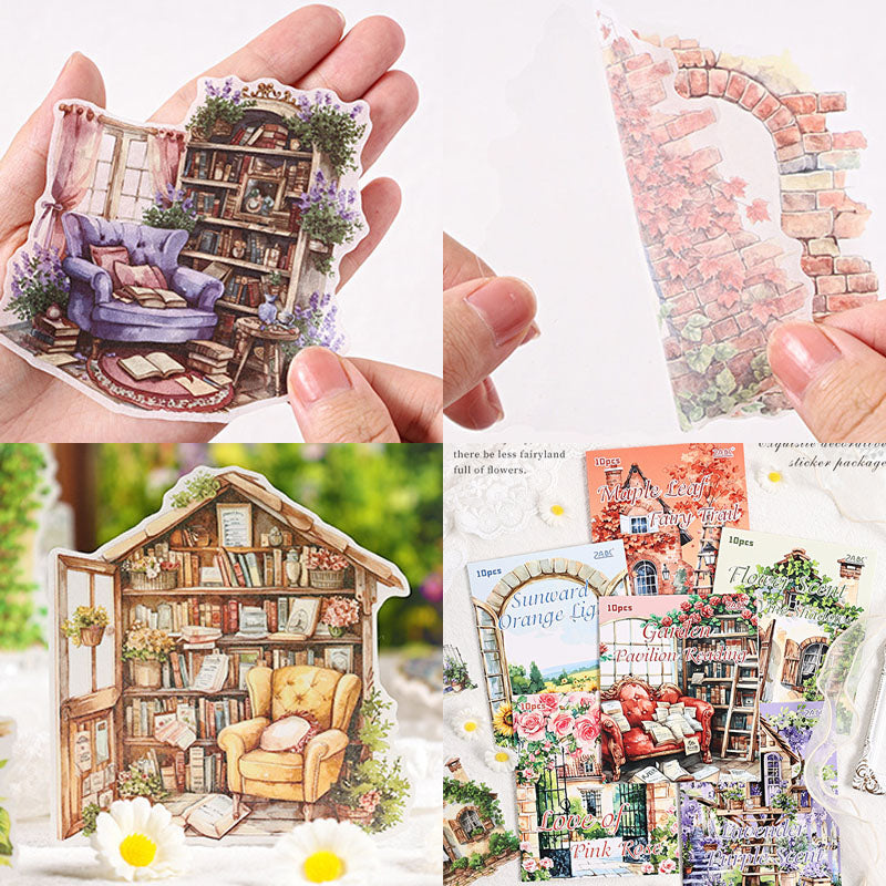 HYMY603 - stickers garden dream series retro and paper handbook material stickers DIY creative stickers