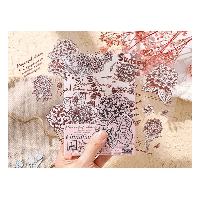 HYSX604 - Cross-border ZABCpet sticker flower poem heart series creative retro film cutting hand account material sticker 3 into