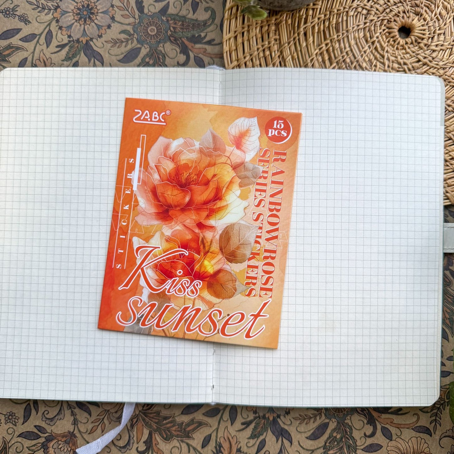 HCMG605 - sticker pack rainbow rose series of flowers waterproof pet hand account materi sticker 15 into(Orange)